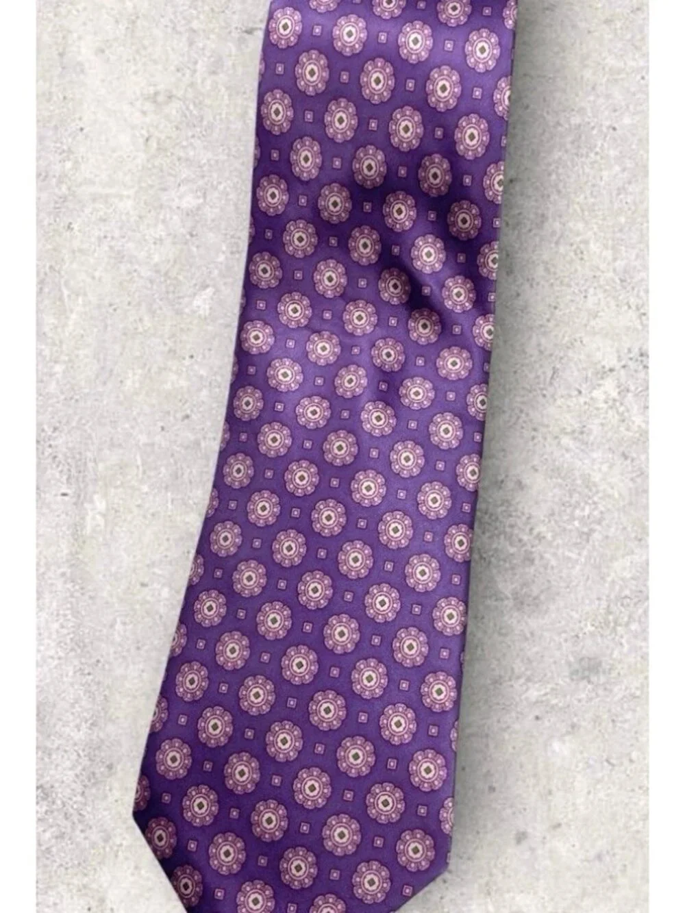 BROOKS BROTHERS GOLDEN FLEECE 7fold Silk Tie USA Purple Pink Floral W:4.2
